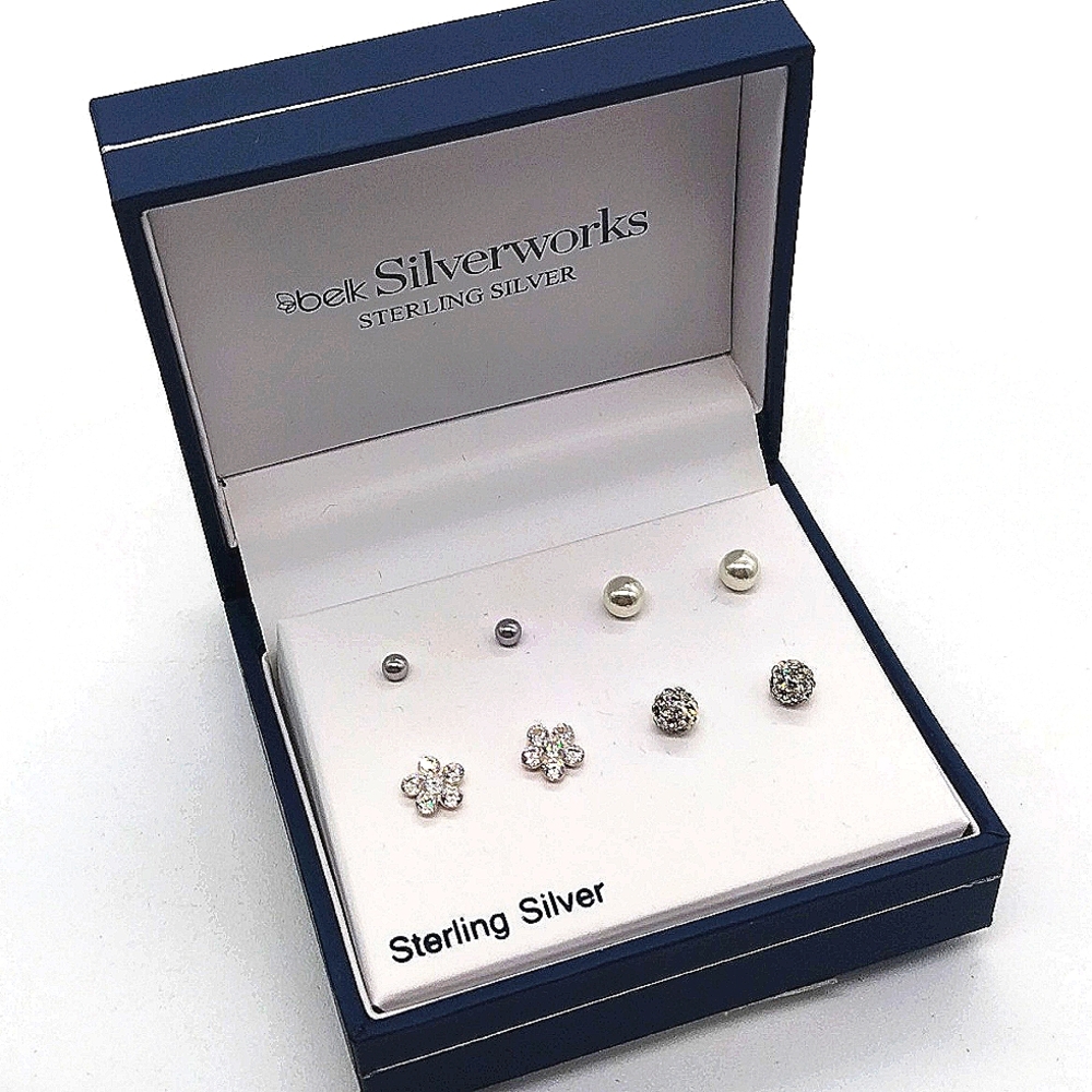 Sterling Silver .925 Boxed Earrings set by Belk